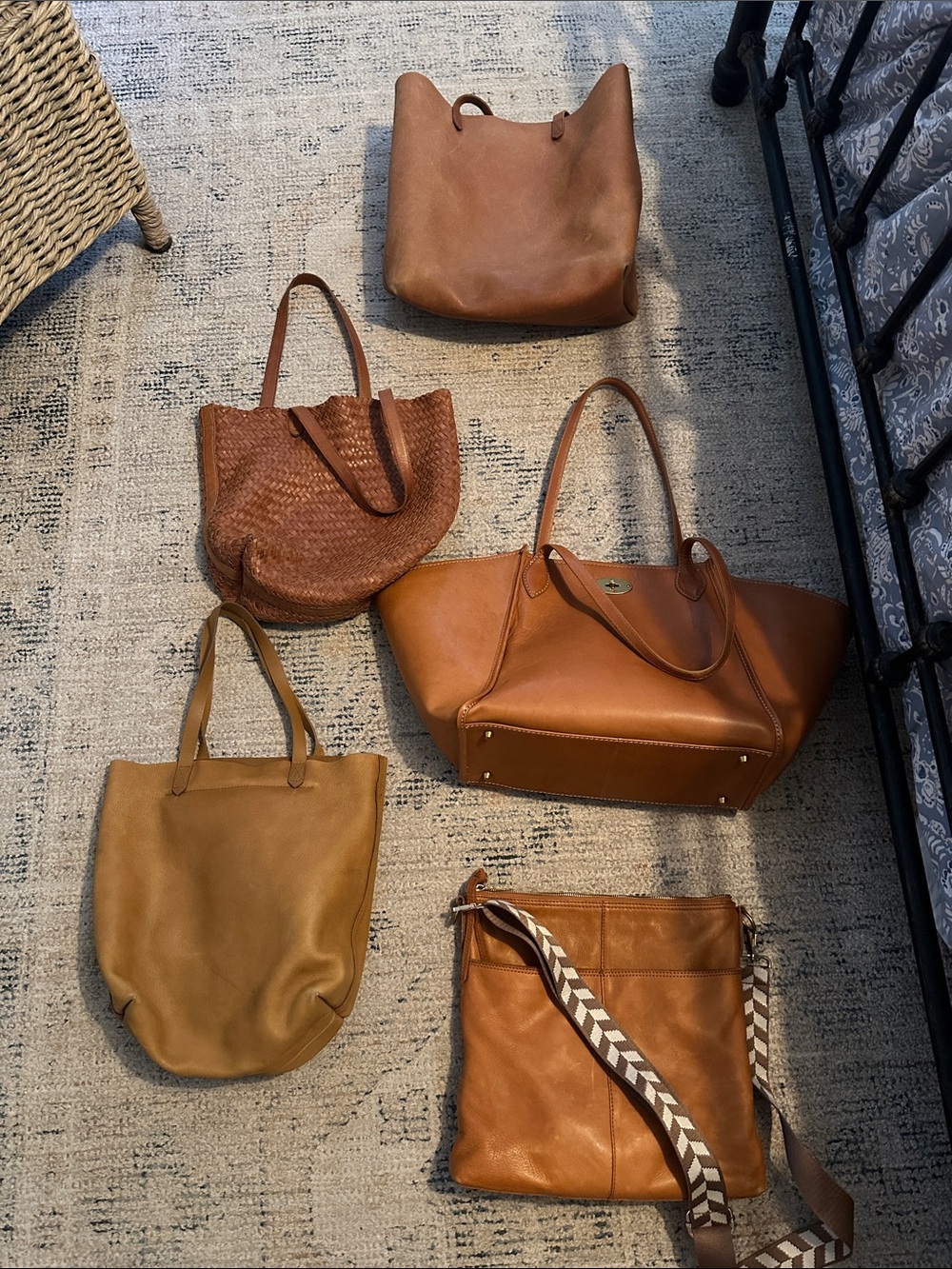 Classic Tan tote bags lot.
